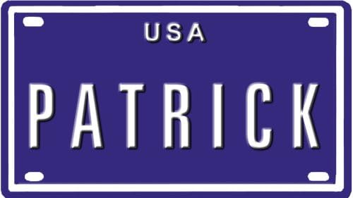 PATRICK USA MINI METAL EMBOSSED LICENSE PLATE NAME FOR BIKES, TRICYCLES, WAGONS, KIDS DOORS, GOLF CARTS, BABY STROLLERS, PEDAL CARS. OVER 400 NAMES AVAILABLE. TYPE IN "NAME" USA PLATE IN SEARCH. YOUR NAME WILL SHOW UP.