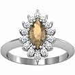 14K White Gold Golden Topaz and Diamond Ring