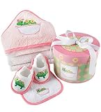 Bath Time Gift Set in Adorable Hat Box Style Container, 4 Pieces, Dilly the Duck