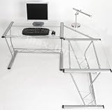 Designer Eck Computertisch, Glastisch, PC Tisch