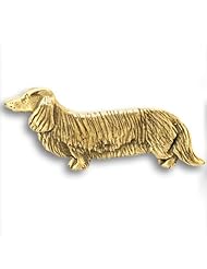 14k Gold Long Haired Dachshund Pin by The Magic Zoo