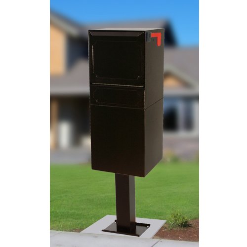 dVault Full Service Locking Mailbox, Black Post/Column Mount Delivery Vault, Box and Center Mount Surface Post Kit, DVU0050PA-1-KIT, Black