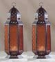 2 Large Glass Tall Moroccan Lanterns Candle Holder [Misc.]