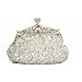 Elegante perlenbestickte Clutch Party Bag in Silber