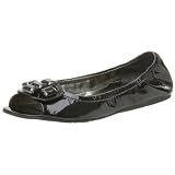 Jessica Simpson Womens Alexa Peep Toe Flat,Black Patent,7 M