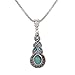 HAPPY World Tibetan Silver Warp Green Crystal Round Turquoise Pendant Chain Necklace Women
