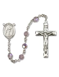 St. Tarcisius Patron Saint St. Sterling Silver Rosary w/Patron Saint Medal Center Catholic Religious Necklace Prayer w/Swarovski Austrian Tin Cut Crystal & Gemstone Beads Crucifix