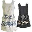 Hibiscus Bottom Band Square Neck A-Line Hawaiian Aloha Short Tank Dress - Regular and Plus Size