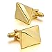 INBLUE Men's Rhodium Plated Cufflinks Gold Square Shirt Wedding