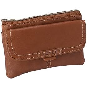 Fossil Womens Leather Coin Purse - Everyday Key Coin Purse (Color: Cognac)