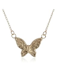 14k Yellow Gold Butterfly Pendant Necklace, 18"