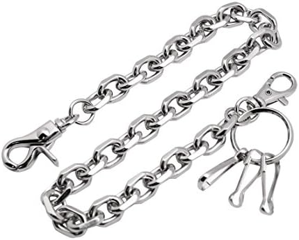 Vlisout Cut Leash wallet chain Swivel Trigger snap Biker Punk Key chain 23 inch (Silver)