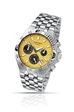 Sekonda Men's Quartz Watch with Yellow Dial Chronograph Display and Silver Stainless Steel Bracelet 3377.27