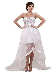 High-Low-Hem  Sweetheart Organza Evening Dress  With Rhinestones