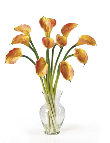 Silk Artificial Flower Arrangement - Calla Lilly Liquid Illusion-Yellow
