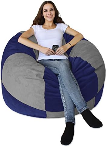koze fom Shredded Foam Bean Bag 50-inch Blue and Grey