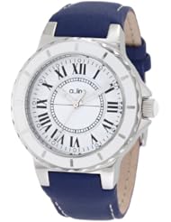 a_line Womens 20012 Marina White Dial Blue Leather Watch
