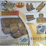 11 Pieces Safari Animal Print Auto Interior Gift Set - 2 Leopard Low Back Front Bucket...