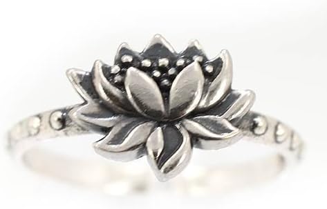 Detailed Lotus Blossom Flower Ring in Sterling Silver, Available in Sizes 6, 7, 8 and 9#7428