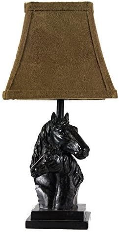 Mare And Foal With Faux Suede Shade Black Mini Lamp by AHS Lighting and Home Decor