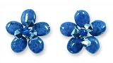 Blue Lapis Lazuli Flower Button Earrings, 'Blue Flower' 1 W 1 L