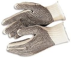 SANDERS HIGH QUALITY TWO SIDED BLACK DOTTED COTTON STRING KNIT WORKING GLOVES 3 Pairs X-Large