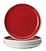 Rachael Ray Dinnerware Rise 4-Piece Stoneware Dinner Plate Set, Red