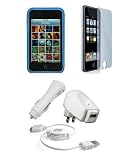 Apple iPod Touch 3G Accessories. Premium Accessory Kit for iPod Touch 3rd Generation: Blue Silicone Skin Case Cover Protection + USB Car Auto DC Charger + USB Travel Home AC Charger + USB Retractable Cable + Full body Screen Protector