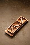 Rustic Acacia Wood Dividing Serving Tray With Spoons