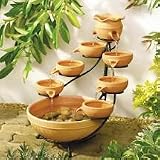 Duo Solar Cascading Fountain in Natural Terracotta