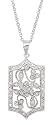 Victorian Style Open Flower Pave CZ Rhodium Sterling Silver Pendant 16" Necklace