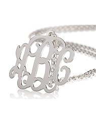 Monogram Necklace Sterling Silver Personalized Name Necklace