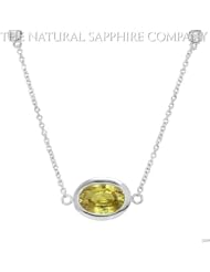 1.80ct. Natural Untreated Greenish Yellow Sapphire Necklace with 2 dia. 0.14ct. total.
