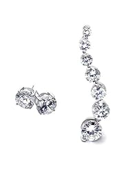 Bling Jewelry Sterling Silver CZ Journey of Love Pendant Earrings Jewelry Set