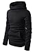 LOCALMODE Men's Stylish Pullover Funnel Collar Fleece Hoodie Sweatshirt Black M
