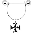 Black White Iron Cross Nipple Ring