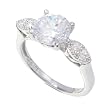 SilverBin Sterling Silver Engagement Style Prong Set Round CZ Ring with Small CZ Accents