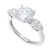 SilverBin Sterling Silver Engagement Style Prong Set Round CZ Ring with Small CZ Accents