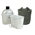 Fury G.I. Style Aluminum Canteen with Cup and Cover, 1 Quart