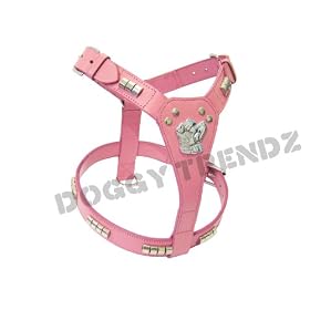 Pink Leather Dog Harness Staff Staffy Staffordshire Bull Terrier