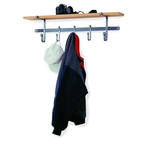Enclume SCR5 Shelf Coat Rack, Hammered Steel and Wood by