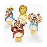 Plastic Big Top Circus Character Cupcake Picks  Pack of 12 