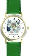 Collage of Kittens Cat - JP - WATCHBUDDY&reg; DELUXE TWO-TONE THEME WATCH - Arabic Numbers - Green Leather Strap-Women's Size-Small