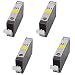 Quad Pack Compatible Canon Cli-521y Yellow Ink Cartridges Wi