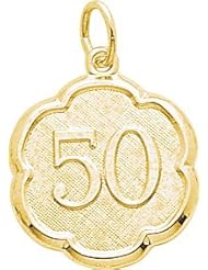 Rembrandt Charms Number 50 Charm, 10K Yellow Gold