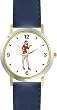 Beautiful Woman - Santa Claus Helper, Girlfriend, Wife or Daughter Christmas Theme - WATCHBUDDY&reg; DELUXE TWO-TONE THEME WATCH - Arabic Numbers - Blue Leather Strap-Women's Size-Small