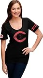 Cincinnati Reds Black Women's Baby Jersey Scoop Neck T-Shirt