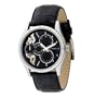 Fossil Men's ME1038 Black Leather Strap Textured Black Cutaway Analog Dial Multifunction Chronograph Watch
