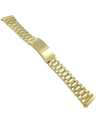 16-22mm T&C Stainless Semi-Solid Link Gold Tone Deployment Buckle Watch Band