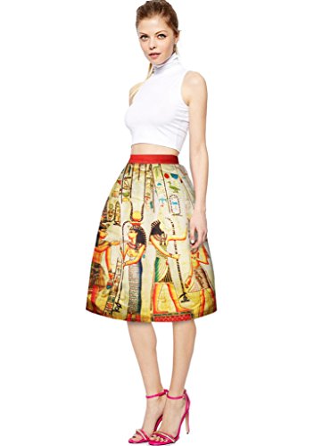 YR.Lover Women's Vintage Retro Indian Digital Printing Skirt Flirty Personality Skirt